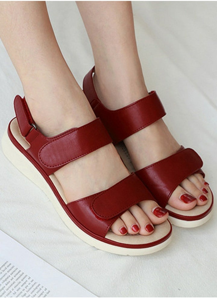 Women's Casual Sports Thick Soled Non Slip Sandals Platform Shoes Red