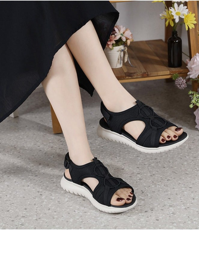 Women's Casual Sports Thick Soled Sandals Platform Shoes Black