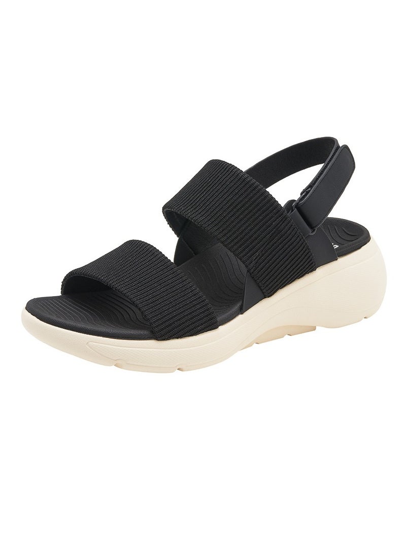 Women's Casual Sports Thick Soled Non Slip Sandals Lightweight Wedge Shoes  Black