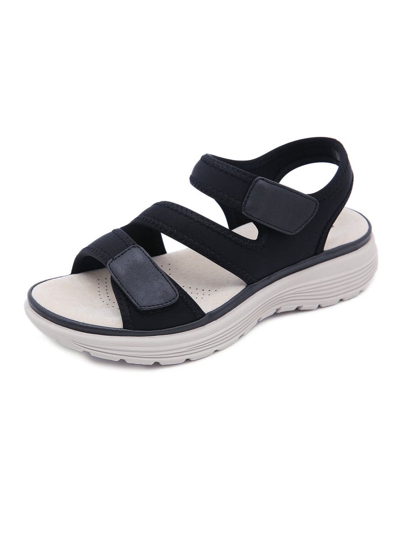 Women's Casual Sports Thick Soled Non Slip Sandals Wedge Shoes Black