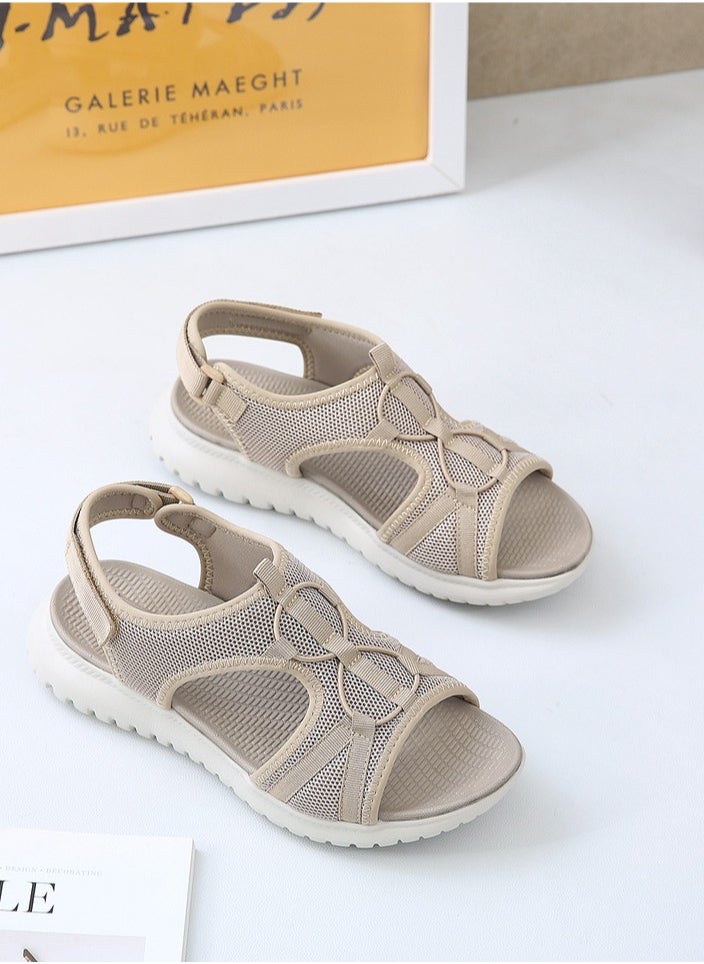 Women's Casual Sports Thick Soled Sandals Platform Shoes Beige