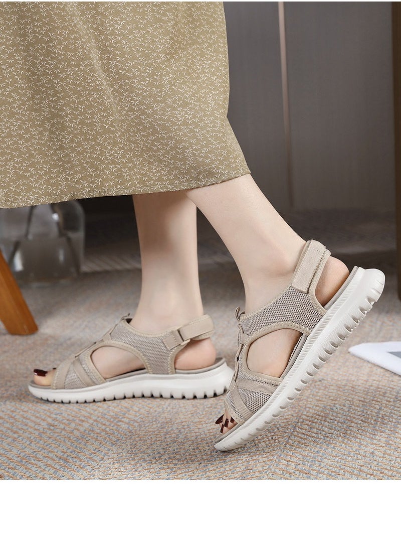 Women's Casual Sports Thick Soled Sandals Platform Shoes Beige