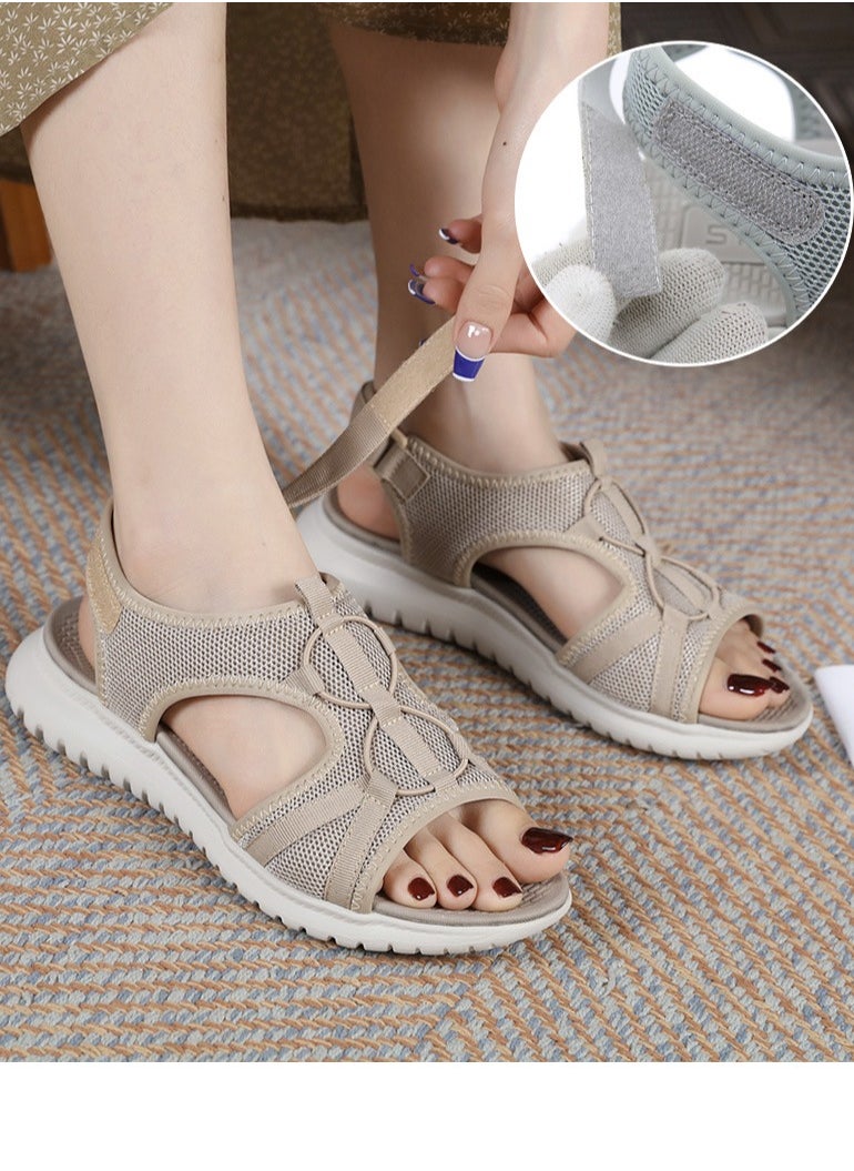 Women's Casual Sports Thick Soled Sandals Platform Shoes Beige