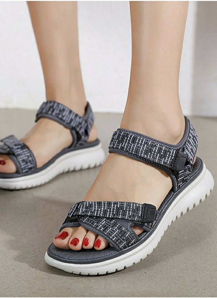 Women's Casual Sports Thick Soled Non Slip Sandals Comfortable Wedge Shoes For Outdoors Grey