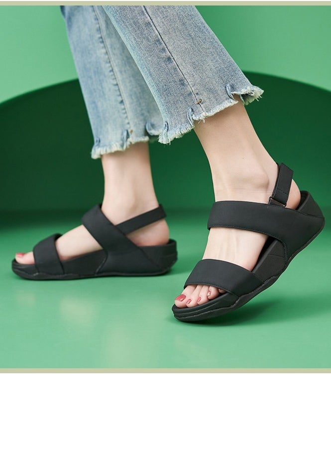 Women's Casual Sports Thick Soled Sandals Comfortable Shoes For Outdoors Black