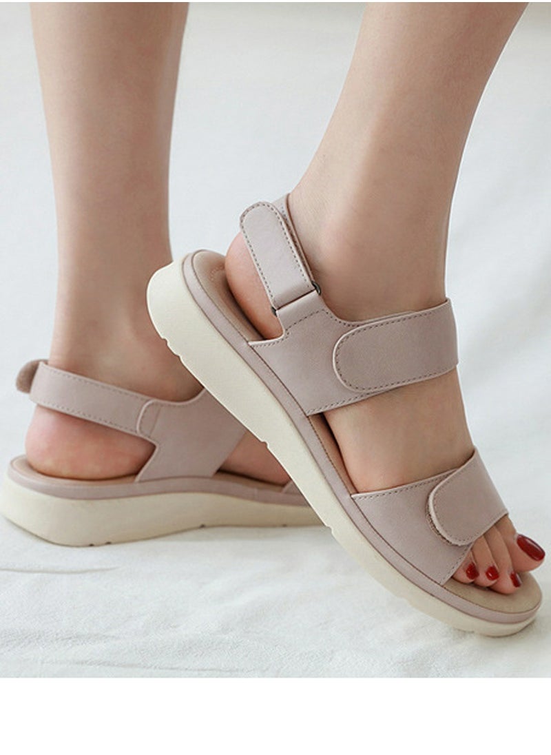 Women's Casual Sports Thick Soled Non Slip Sandals Platform Shoes Apricot