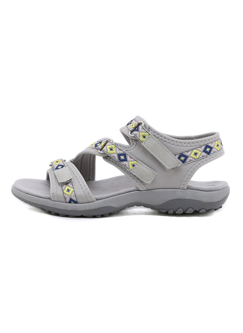 Women's Printed Casual Sports Thick Soled Non Slip Sandals Platform Shoes Grey Print