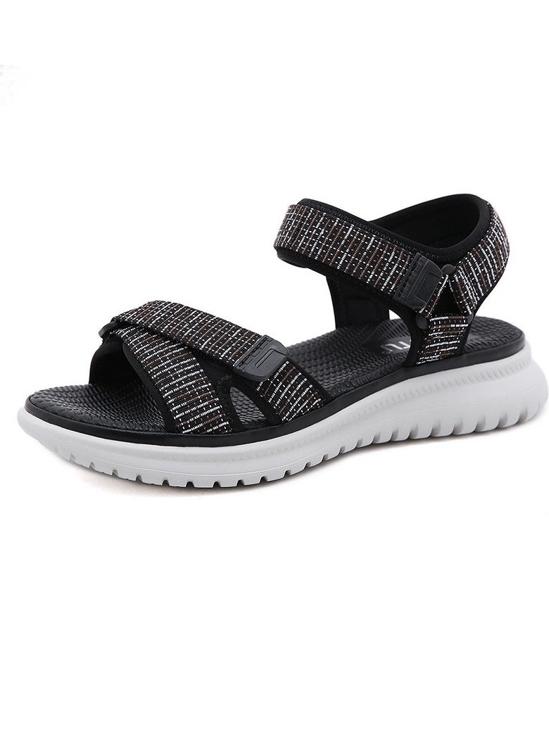 Women's Casual Sports Thick Soled Non Slip Sandals Comfortable Wedge Shoes For Outdoors Black