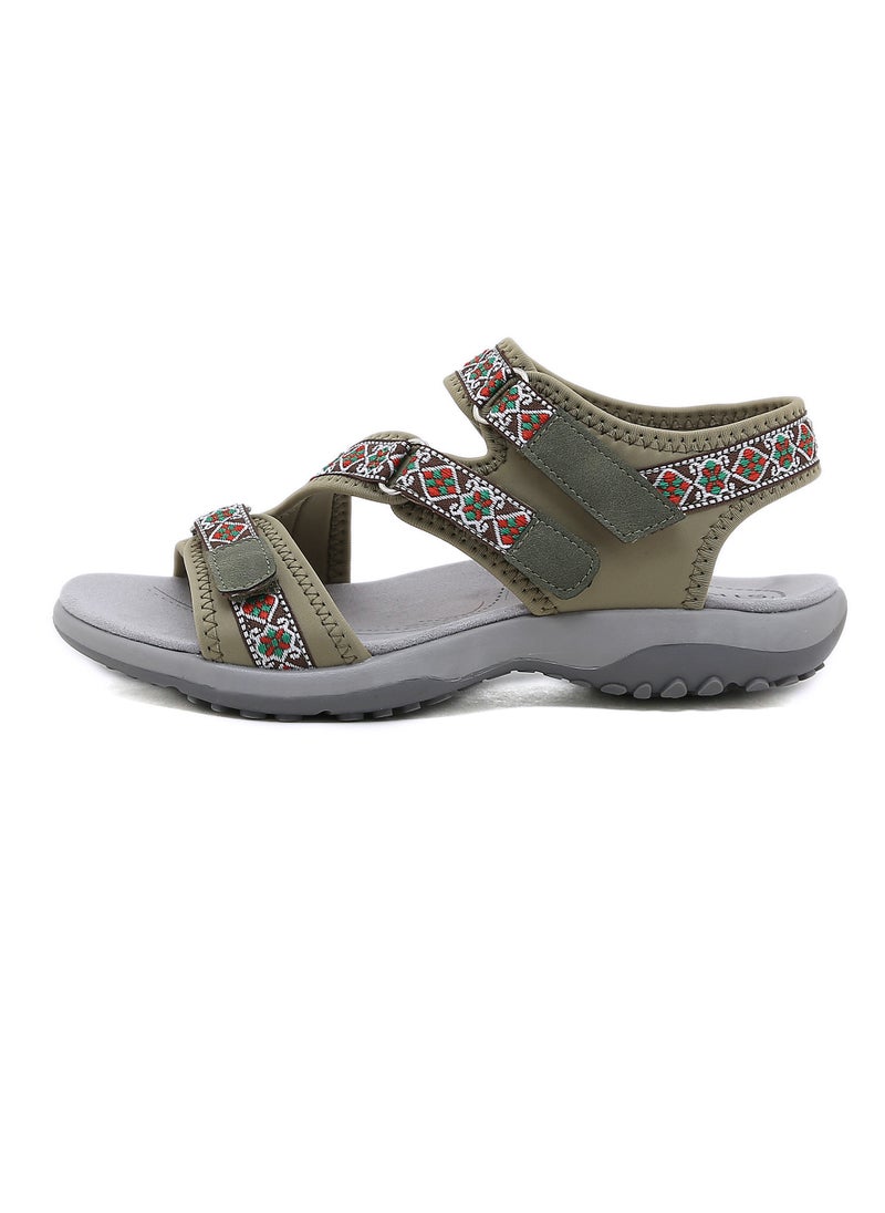 Women's Printed Casual Sports Thick Soled Non Slip Sandals Platform Shoes Green Print