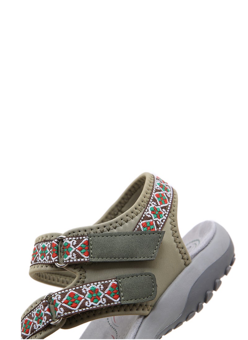 Women's Printed Casual Sports Thick Soled Non Slip Sandals Platform Shoes Green Print