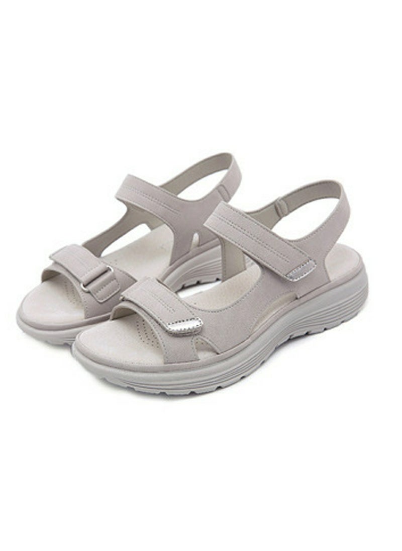 Women's Casual Sports Thick Soled Sandals Comfortable Wedge Shoes For Outdoors Pale Grey