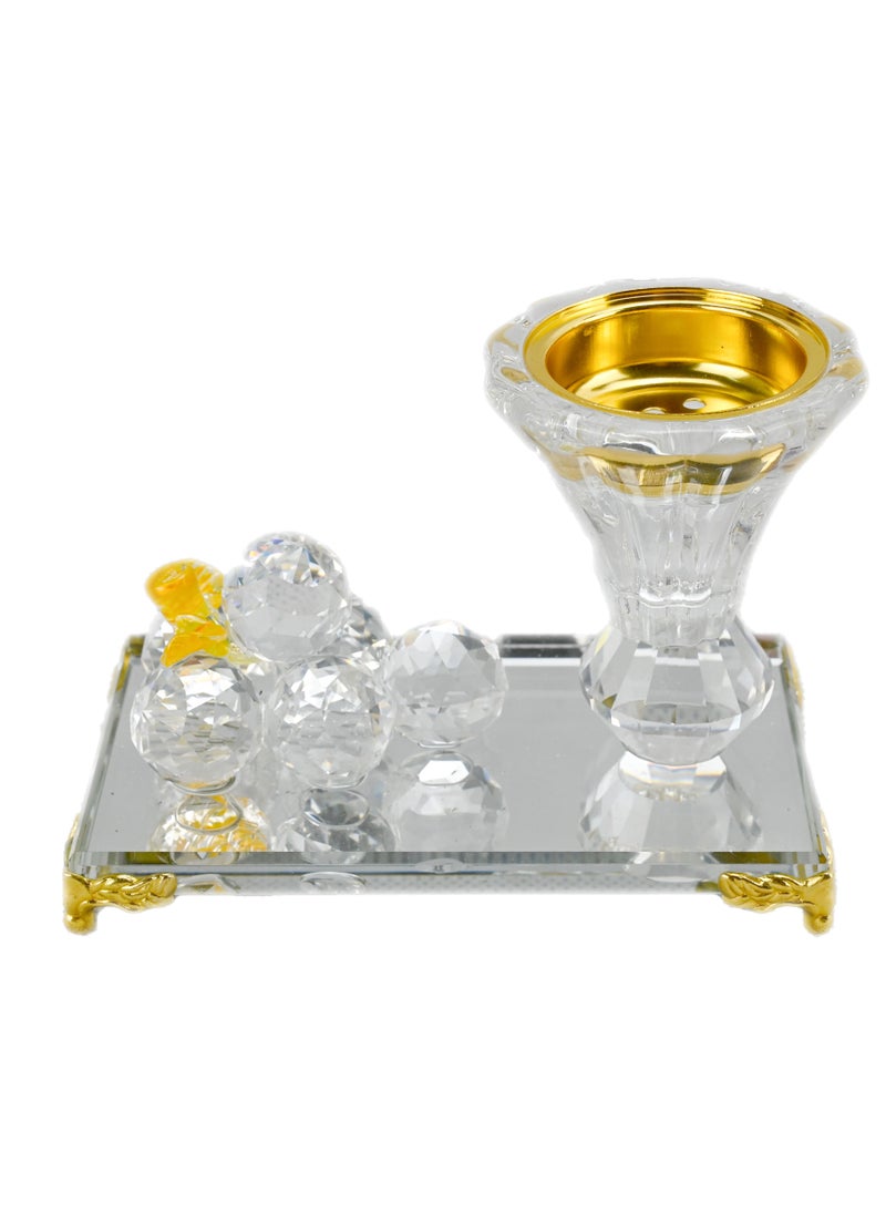 2-Inch Golden Ash Catcher Tray, Flat Base With 4 Legs, Bakhoor Incense Holder, Decorative Crystal Art Shaped Incense Burner, Eye Catching Shape, Home Fragrance - Crystal Glass Incense Burner For Yoga