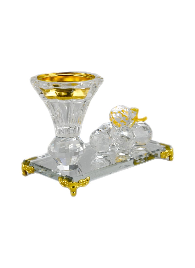 2-Inch Golden Ash Catcher Tray, Flat Base With 4 Legs, Bakhoor Incense Holder, Decorative Crystal Art Shaped Incense Burner, Eye Catching Shape, Home Fragrance - Crystal Glass Incense Burner For Yoga