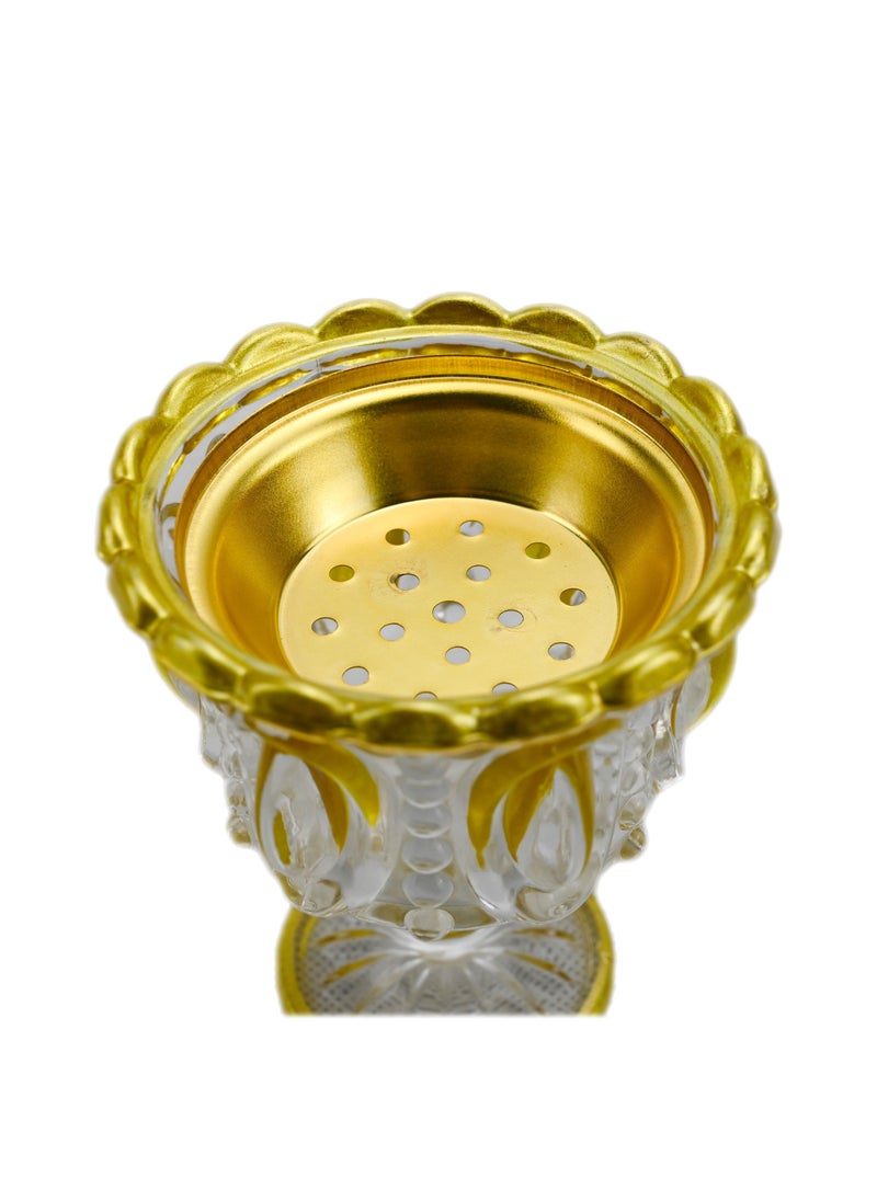 Clear Gold Crystal Incense Burner Suits for Home, Office Decors, Clear Incense Burner with Brass Holder