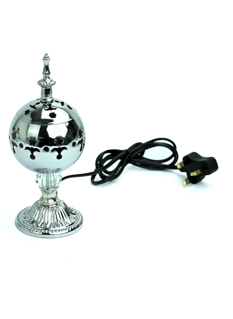 Electric Silver Bakhoor Burner, Bakhoor Burners For Indoor Fragrance, Charcoal Bakhoor For Home Fragrance, Bakhoor Charcoal Burner For Home And Office Decor, Incense Burner For Yoga And Meditation