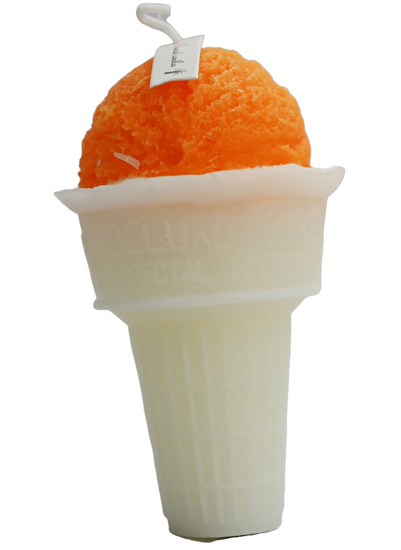 : Ice Cream Cone Shaped Scented Candle Orange, Fruit Candles Scented, Ice Cream Shaped Candle Gifts for Women, Yuletide Candles, Cool Candles for Living Rooms, Office, Cafe