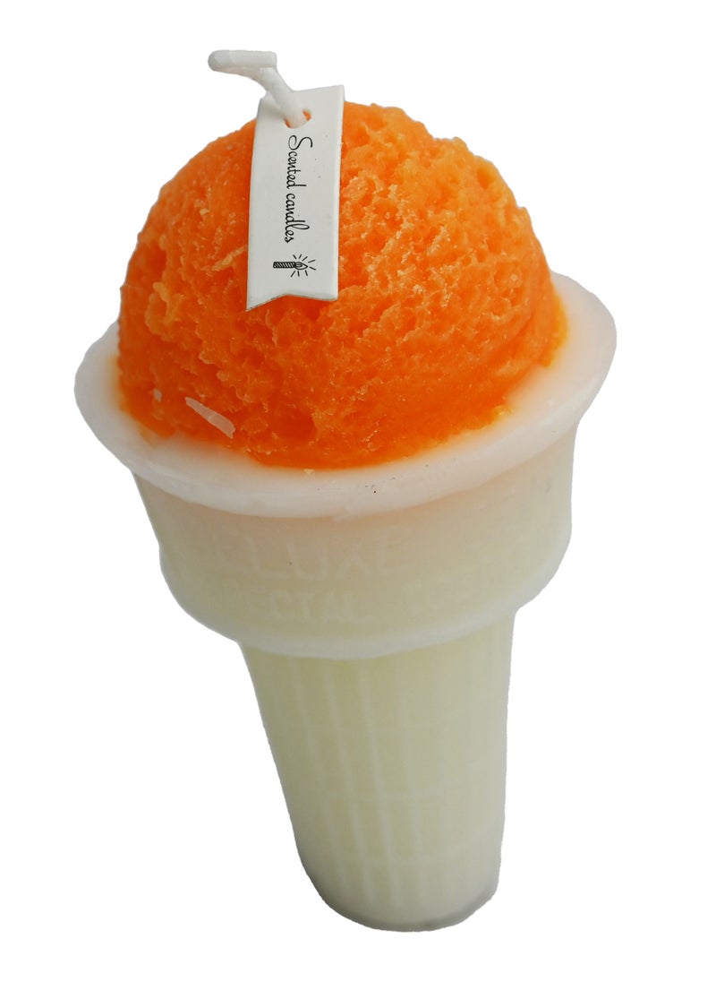 : Ice Cream Cone Shaped Scented Candle Orange, Fruit Candles Scented, Ice Cream Shaped Candle Gifts for Women, Yuletide Candles, Cool Candles for Living Rooms, Office, Cafe