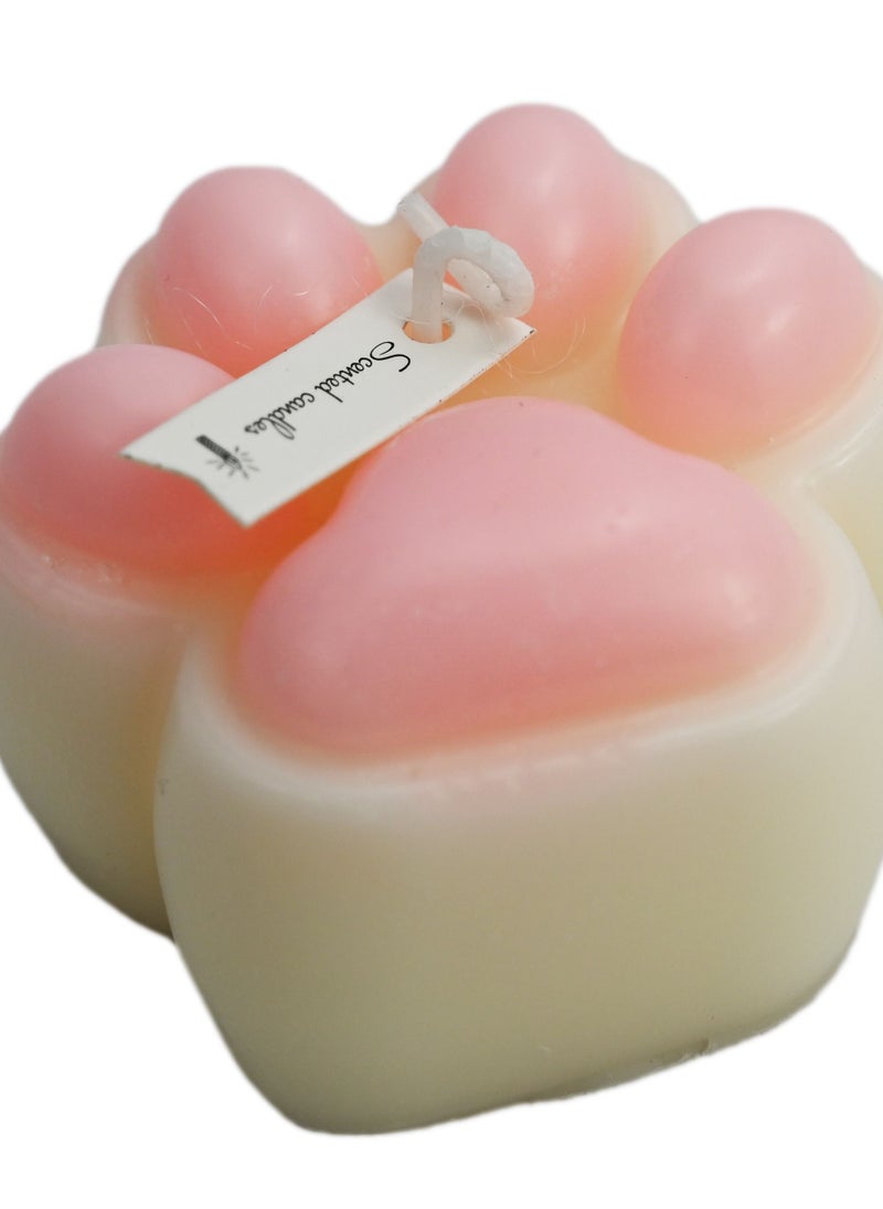 Dog Paw Print Shaped Scented Candle White Peach/ Scented Candle for Home, Office, Living Room / Fruity Scent Candle for Pet Lovers/ Candles Scented for Theme Parties/ Cute Candle (Pink White)