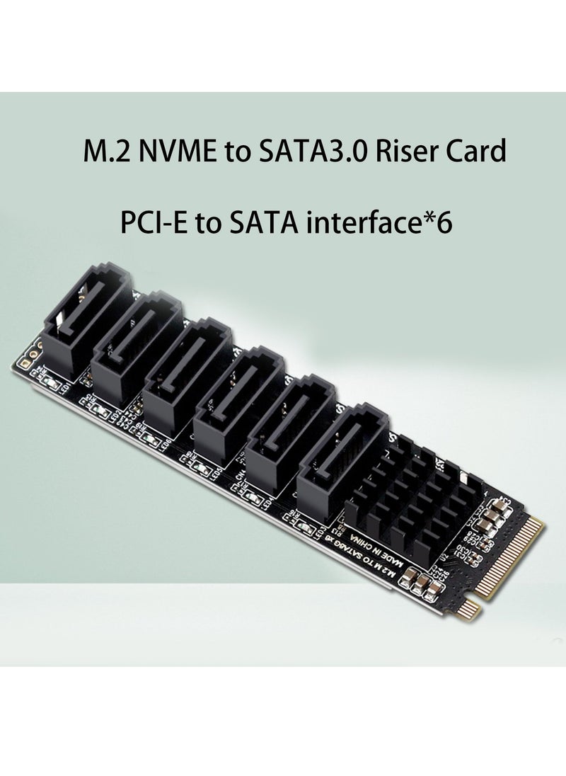 M.2 NVME PCI-E PCIE X4 X8 X16 To 6 Port 3.0 SATA Adapter Card Riser III 6GB/S Chassis server PC Expansion+6PCS 3.0 SATA CABLE (size B)