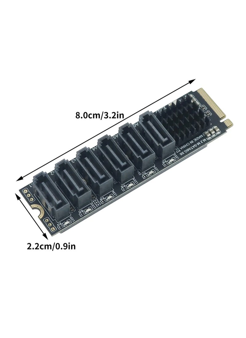 M.2 NVME PCI-E PCIE X4 X8 X16 To 6 Port 3.0 SATA Adapter Card Riser III 6GB/S Chassis server PC Expansion+6PCS 3.0 SATA CABLE (size B)