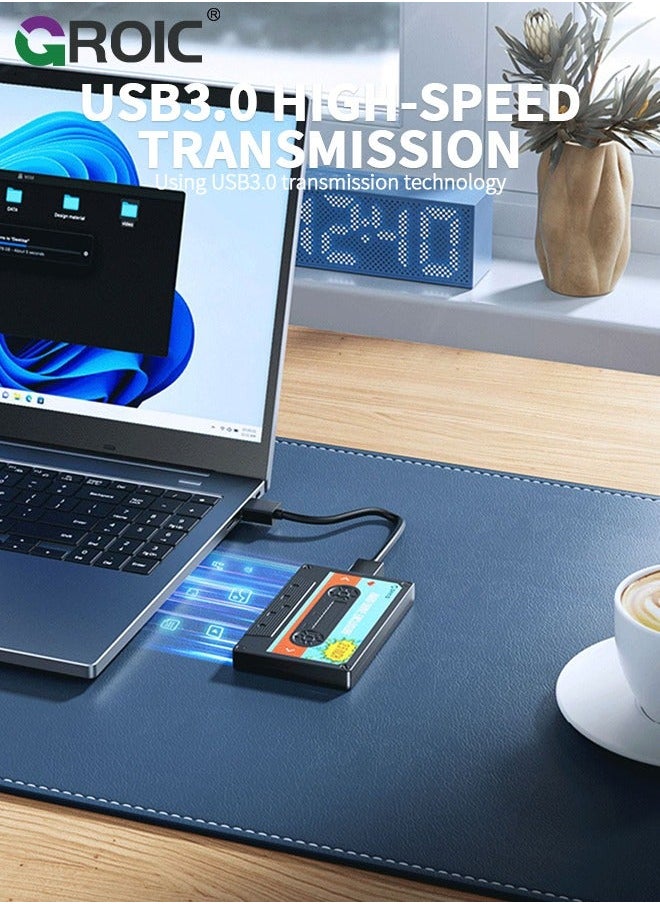 2.5'' Hard Drive Enclosure SATA to USB3.0 DIY Sticker External HDD for 7/9.5mm SSD, Portable Case with UASP Max 6TB Compatible Xbox, PS4, Samsung
