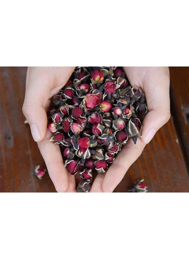 Fragrant Natural Deep Red Rose Buds Rose Petals Pure Dried Golden-Rim Rose Flowers Wholesale, Culinary Food Grade - 8 Oz