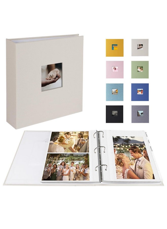 Photo Album 4X6 Photos Hold 200 Or 5X7 Pictures Hold 100, 3 Ring Binder Photo Albums Linen Cover Photo Book Acid Free Albums 4X6 5X7 For Family Wedding Baby(Beige)