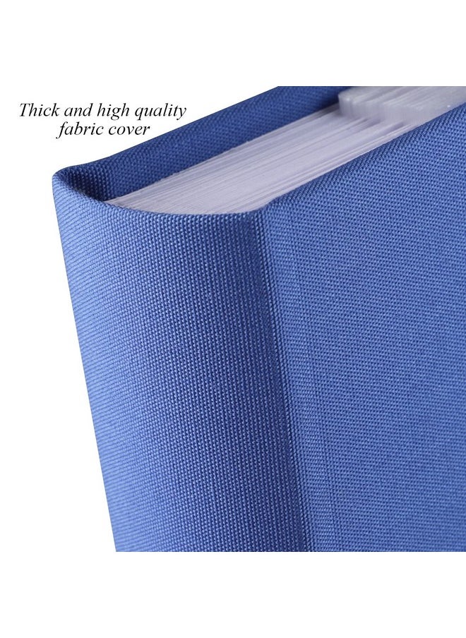 Luxury Fabric Photo Album 4X6 With Writing Space Acid Free Pockets Holds 300 Photos With Memo, 3 Per Pages Photobook Album For Wedding Vacation Family Blue