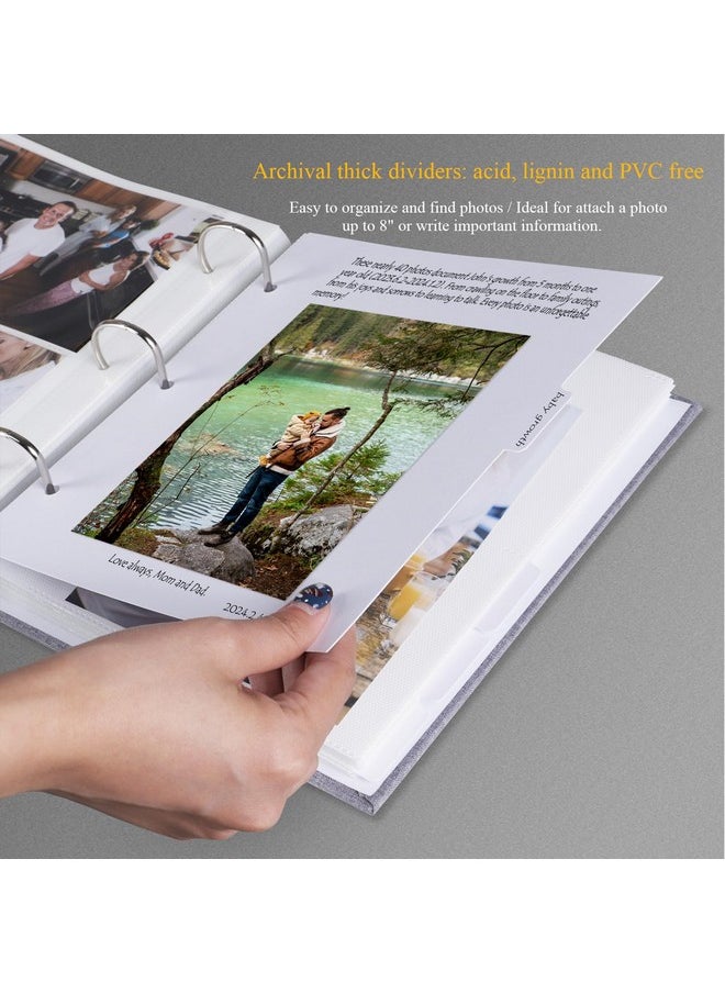 Photo Album 4X6 Photos Hold 200 Or 5X7 Pictures Hold 100, 3 Ring Binder Photo Albums Linen Cover Photo Book Acid Free Albums 4X6 5X7 For Family Wedding Baby (Grey)