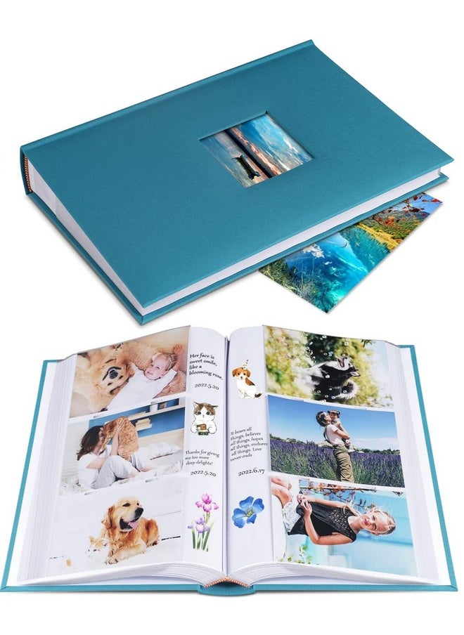 Photo Album 4X6 Hold 402 Photos With Memo Slip-In Pockets Photo Book, Linen Cover Picture Photo Albums With Writing Space For Wedding Family Baby Vacation Mother'S Peacock Blue