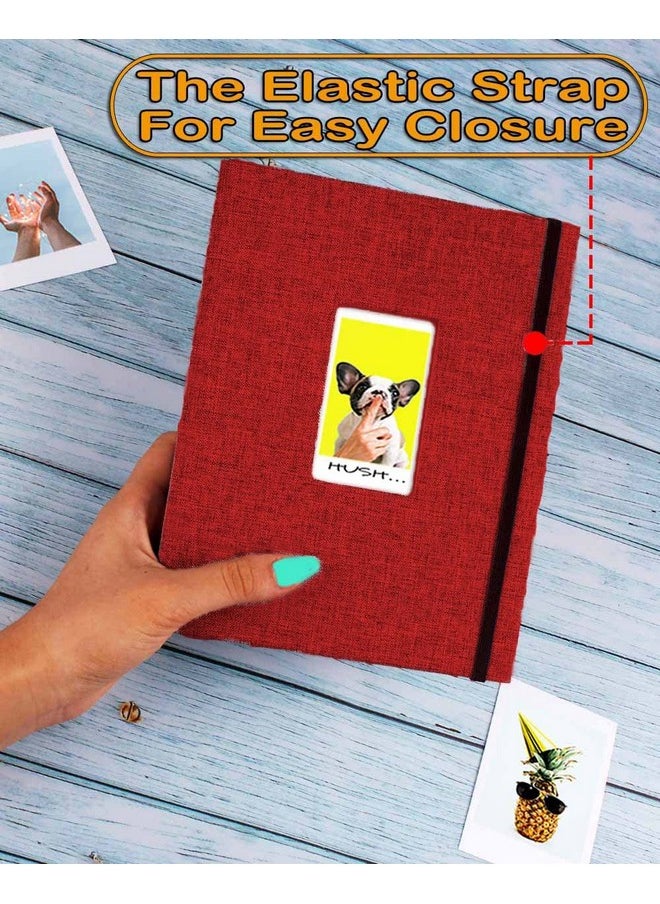 2X3 Photo Album 208 Vertical Photos - Linen Cover, Compatible With K-Pop Photocards, Fujifilm Instax Mini Film 7S 8 9 11, Polaroid Pic 300, Hp Sprocket, Red