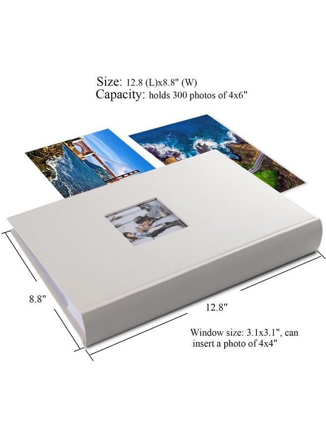 Luxury Fabric Photo Album 4X6 With Writing Space Acid Free Pockets Holds 300 Photos With Memo, 3 Per Pages Photobook Album For Wedding Vacation Family Beige