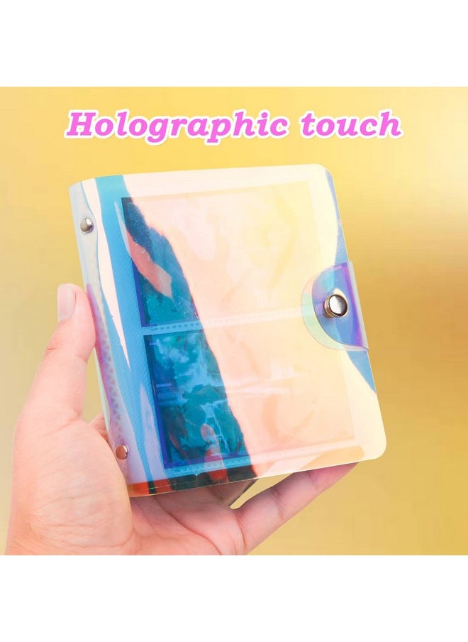2 Packs 64 Pockets Holographic Mini Photo Album, Portable Kpop Photo Card Holder For Fujifilm Instax Mini Camera/Polaroid Snap Touch/Socialmatic Instant Cameras,2X3 Inch Film