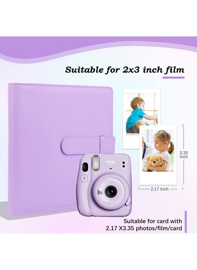 256 Photos Book Album For Fujifilm Instax Mini 12 11 9 99 8 7 40 Evo Instant Camera, Picture Album For Polaroid Snap/Pic-300/Z2300/ Socialmatic Zip Instant Printer (Lilac Purple)