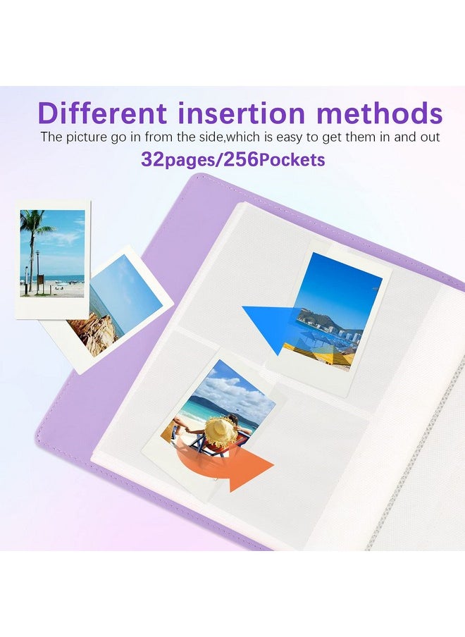 256 Photos Book Album For Fujifilm Instax Mini 12 11 9 99 8 7 40 Evo Instant Camera, Picture Album For Polaroid Snap/Pic-300/Z2300/ Socialmatic Zip Instant Printer (Lilac Purple)