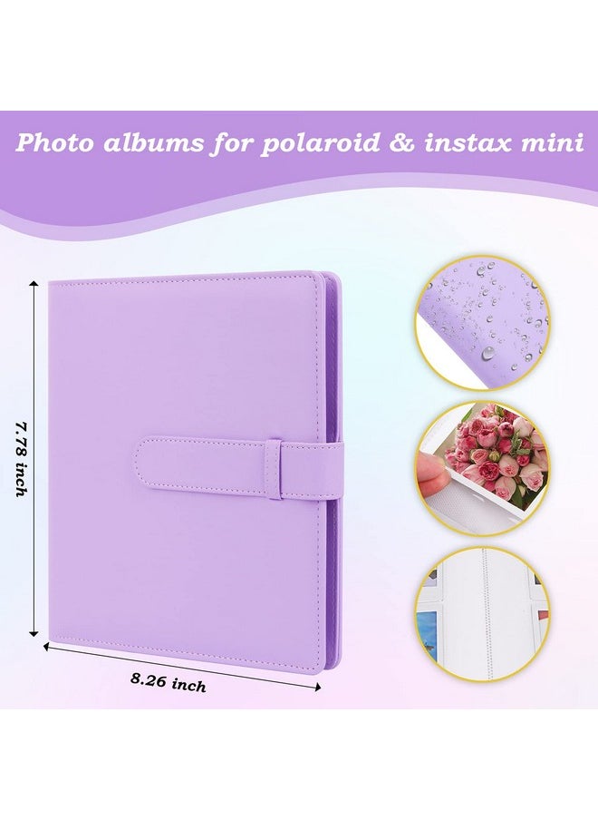 256 Photos Book Album For Fujifilm Instax Mini 12 11 9 99 8 7 40 Evo Instant Camera, Picture Album For Polaroid Snap/Pic-300/Z2300/ Socialmatic Zip Instant Printer (Lilac Purple)