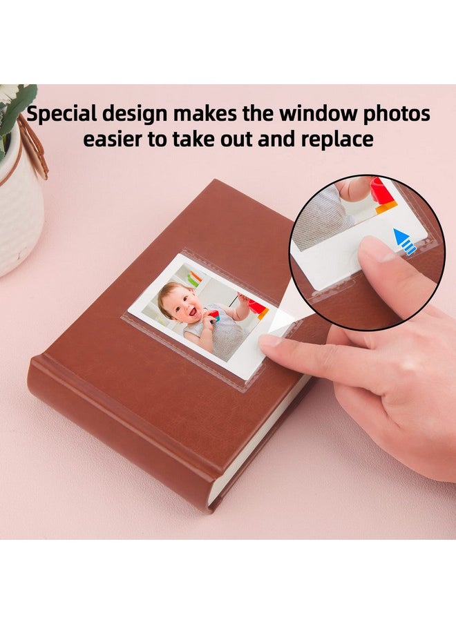 64 Pocket 2X3 Photo Album With Writing Space, Leather Cover, Compatible With Fujifilm Instax Mini 12 11 9 99 8 7+ 40,Polaroid Snap Instant Cameras & Zip Instant Printer(Brown)