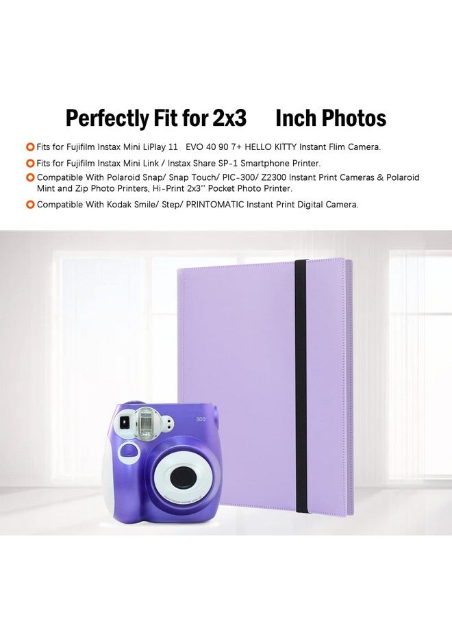 432 Pockets Photo Album For Fujifilm Instax Mini 12 11 9 40 99 90 8 7 Evo Liplay Instant Camera, Fits Polaroid Snaptouch/Pic-300/Z2300 And Kodak 2X3 Instant Print Camera(Purple)