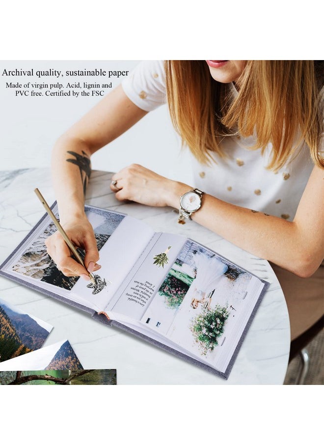 Photo Album 4X6 Hold 60 Photos With Memo Vertical Slip-In Pockets Photo Book, Linen Cover Picture Photo Albums With Writing Space For Wedding Baby Mother'S Day Grey