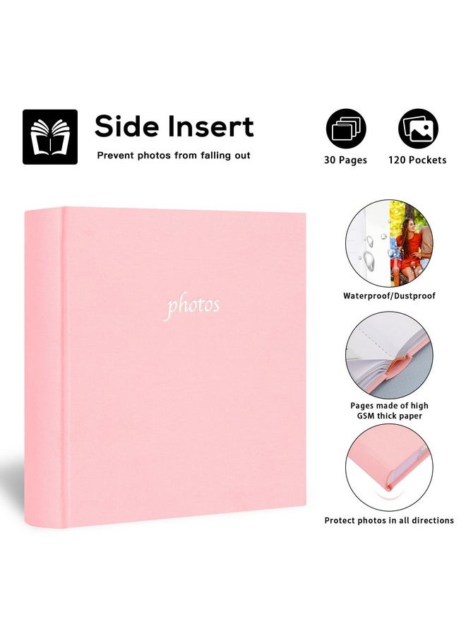 120 Horizontal Photos Album With Memo Areas For Fujifilm Instax Wide Camera,Linen Cover,Photo Book For Polaroid Now+/Now/I Type/Onestep+/600 Instant Film Camera, Pop/Lab Instant Print Camera(Pink)