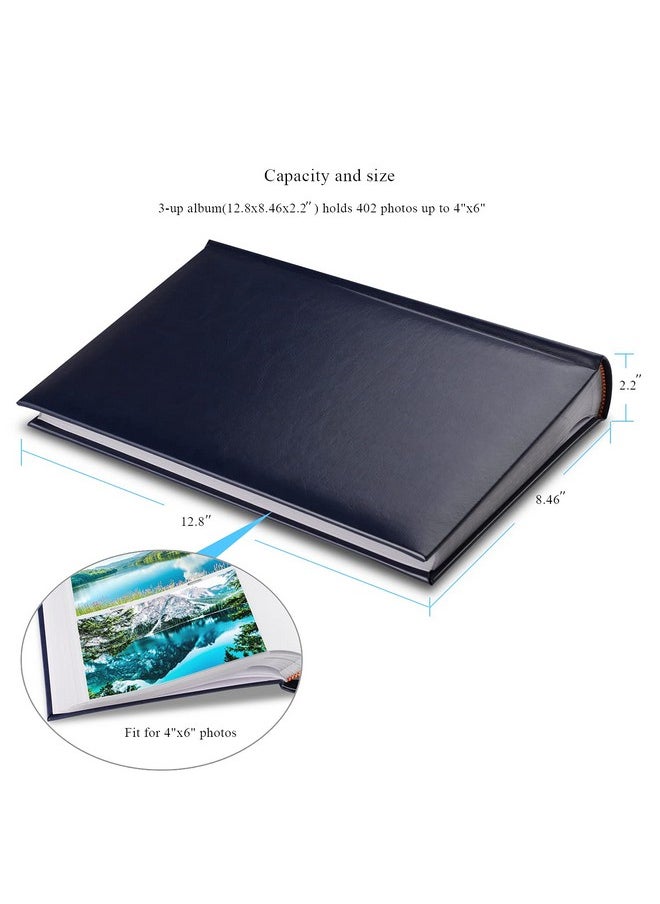 Photo Album 4X6 Photos Hold 402 Pockets With Memo Slip-In Pockets Photo Book, Leather Cover Picture Albums With Writing Space For Wedding Family Vacation Mother'S Day Christmas Gifts Blue