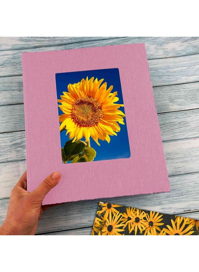 Light Pink 8X10 Photo Album With 64 Photos, Clear Pages, Linen Cover