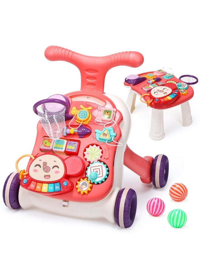 Baby Walker For Boys Girls, 2 In 1 Sit-To-Stand Learning Walker And Activity Center, Baby Walking Toy, Early Learning Push Toy Gift For Infant