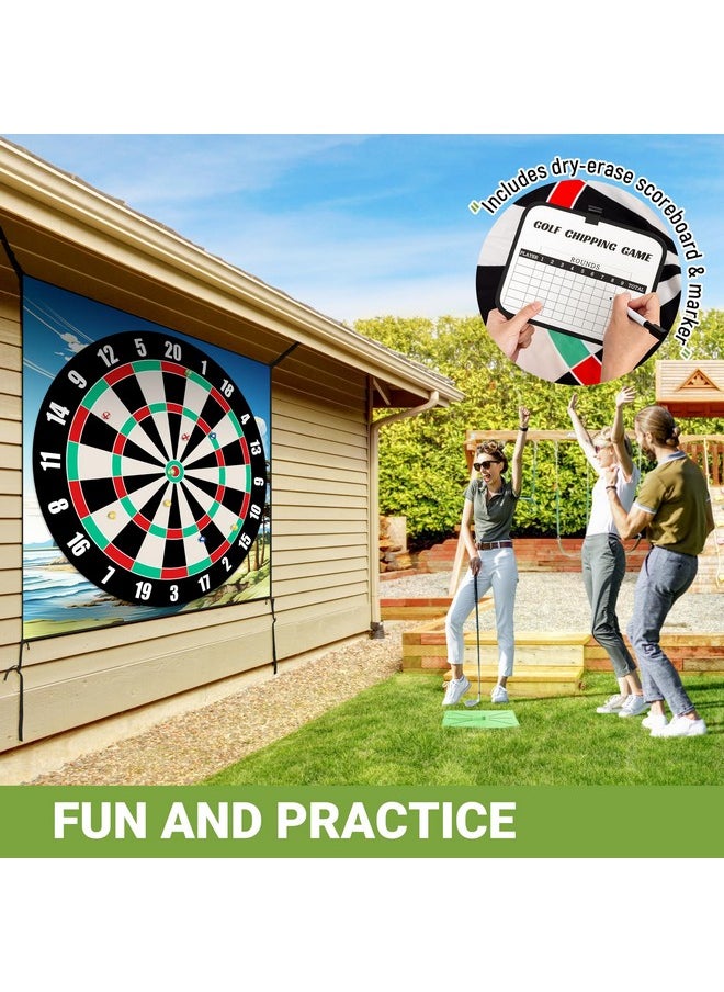 Golf Game,Golf Chipping Game, Giant Size Targets With Chipping Mat, Golf Chipping Practice Mats, Stick And Chip Golf Game, Indoor Outdoor Games-Choose Classic Or Darts