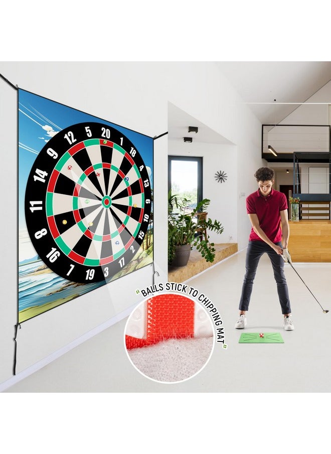 Golf Game,Golf Chipping Game, Giant Size Targets With Chipping Mat, Golf Chipping Practice Mats, Stick And Chip Golf Game, Indoor Outdoor Games-Choose Classic Or Darts