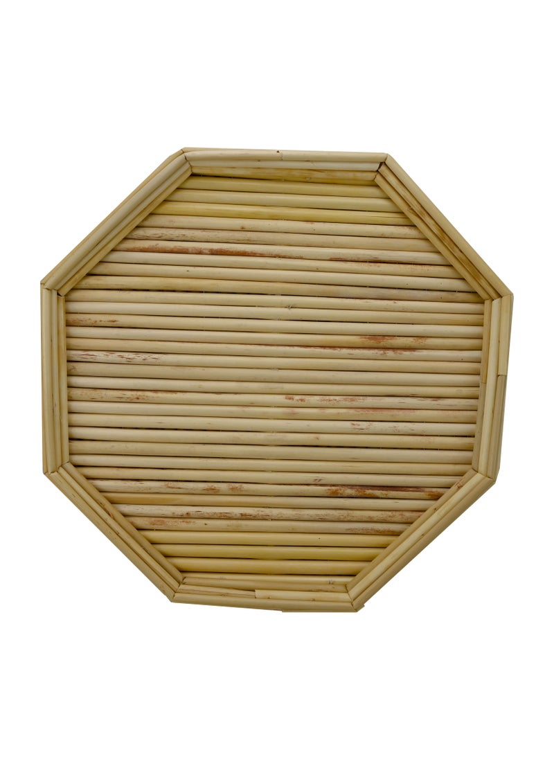 36-Cm Octagon Shaped Bamboo Stick Made Serving Tray Solid Bamboo Serving Tray Sandy Beige Breakfast Tray For Food Kitchen And Outdoors Bamboo Serving Tray - Kitchen Accessories