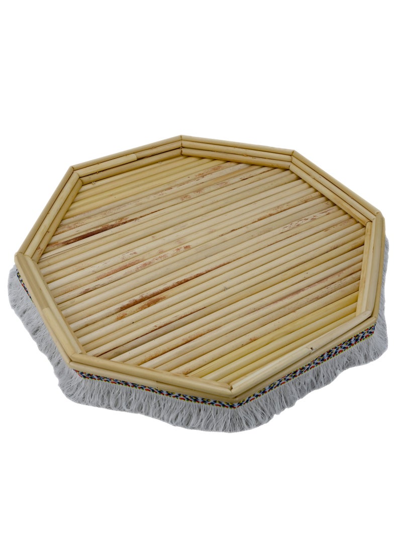 36-Cm Octagon Shaped Bamboo Stick Made Serving Tray Solid Bamboo Serving Tray Sandy Beige Breakfast Tray For Food Kitchen And Outdoors Bamboo Serving Tray - Kitchen Accessories