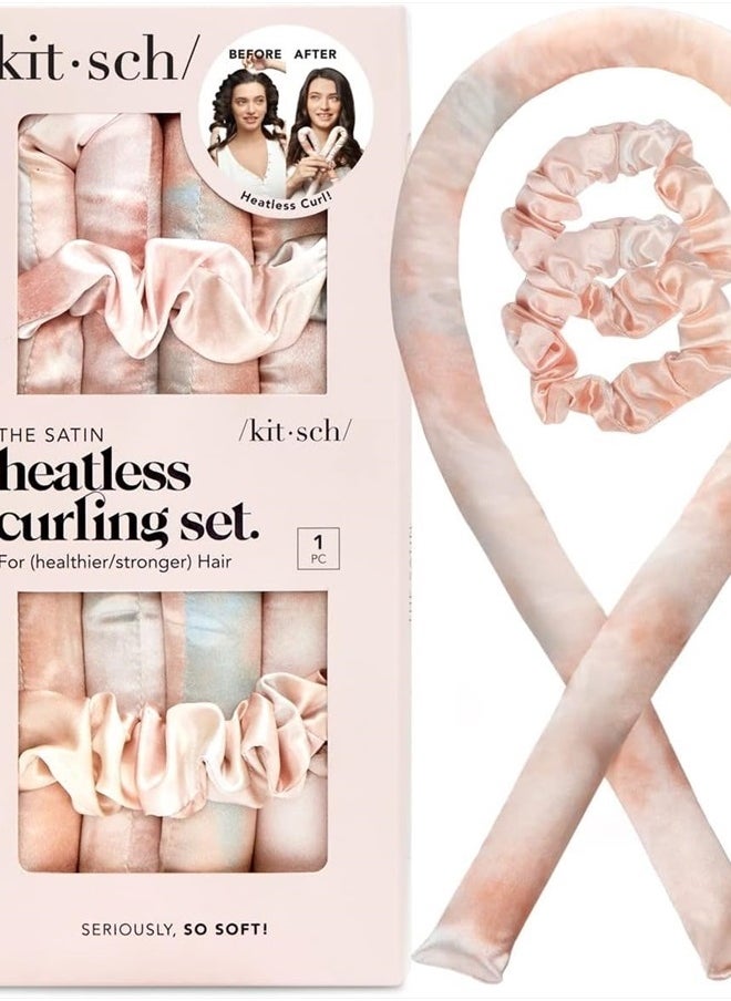 Satin Heatless Curling Set - Hair Rollers for Heatless Curls | Heatless Hair Curlers & Hot Rollers | Hair Curlers to Sleep in | Heatless Curling Rod Headband | Heatless Curler (SunsetTieDye)
