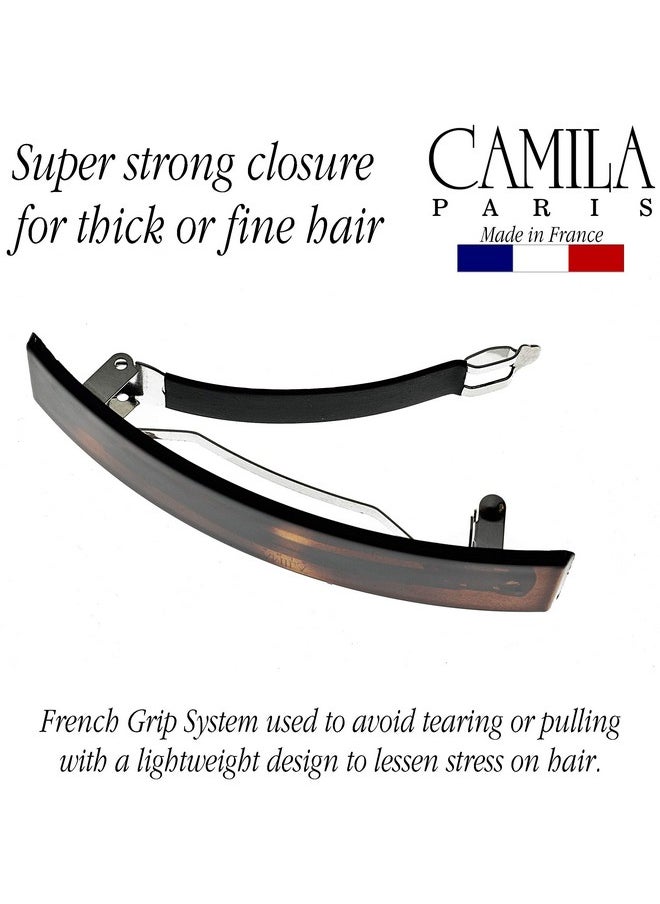 Paris Ad822 French Hair Barrette Clip For Girls, Tortoise Shell Rubberized Metal Clasp, Strong Hold Grip Hair Clips For Women, No Slip Durable Styling Girls Hair Accessories, Made In France
