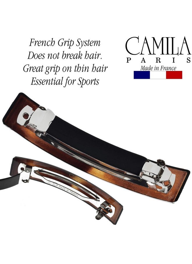 Paris Ad822 French Hair Barrette Clip For Girls, Tortoise Shell Rubberized Metal Clasp, Strong Hold Grip Hair Clips For Women, No Slip Durable Styling Girls Hair Accessories, Made In France